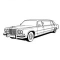 Black And White Classic Limousine Illustration Royalty Free Stock Photo