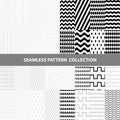 Black White Classic Line Zigzag Vector Abstract Geometric Seamless Pattern Design Collection