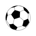 Black and white classic soccer ball in a flat style. Isolated vector on white background Royalty Free Stock Photo