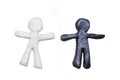 black and white clay people on white background Royalty Free Stock Photo