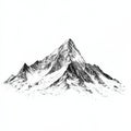 Black and White Clipart Illustration of Isolated Mountain Range Royalty Free Stock Photo