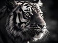 black and white close up face tiger isolated on black background Royalty Free Stock Photo