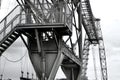 Black and white photograph of Newport Transporter Bridge over the River Usk Royalty Free Stock Photo