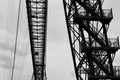 Black and white photograph of Newport Transporter Bridge over the River Usk Royalty Free Stock Photo