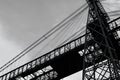 Black and white photograph of Newport Transporter Bridge over the River Usk Royalty Free Stock Photo