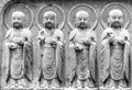 Black and White, Close-up row of stone Jizo Bodhisattva statues in the Hase-dera temple