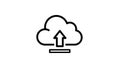 Black and white cloud upload icon with upward arrow on white background download data Royalty Free Stock Photo