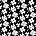 Black and white clover leaves seamless pattern Royalty Free Stock Photo