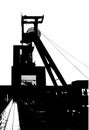 Black and white coal mine silhouette Royalty Free Stock Photo