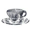 Black and white coffee cup with a drink with a white elegant pattern Royalty Free Stock Photo