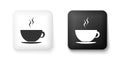 Black and white Coffee cup icon isolated on white background. Tea cup. Hot drink coffee. Square button. Vector Royalty Free Stock Photo