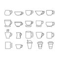 Black and white coffee maker line icon set. Coffee machine logo.Black and white cup line icon set. Mug logo.