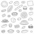 Black and white collection about bread bakery products Royalty Free Stock Photo