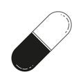 Black and white 2 color drug pill silhouette