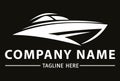 Black and White Color Yacht Boat Logo Design Royalty Free Stock Photo