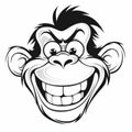 Monochromatic Cartoon Monkey Head With Open Mouth