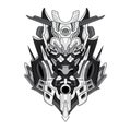 Black and white coloring Bull head robot mascot. tattoos Bull Illustration Concept Vector. Suitable For Logo, Wallpaper, Banner,