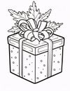 Black and white coloring card gift with a bow. Gifts as a day symbol of present and