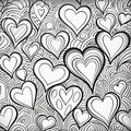 Black and White coloring card hearts.Valentine\'s Day banner with space for your own co