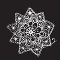 Black and white coloring. Floral tattoo artwork. Indian style. Doudle art floral composition. Royalty Free Stock Photo