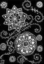 Black and white coloring. Floral tattoo artwork. Indian style. Doudle art floral composition. Royalty Free Stock Photo