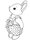 Black and white coloring. Teddy Bunny girl. A toy. Drawn by hand. Black