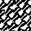 Black and white colors pattern with different shapes guitars Royalty Free Stock Photo