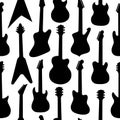Black and white colors pattern with different shapes guitars Royalty Free Stock Photo