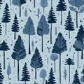 Black and white colors, trees, and mountains sketch patterns inspired by the natural world. AI-Generated.