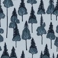 Black and white colors, trees, and mountains sketch patterns inspired by the natural world. AI-Generated.