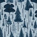 Black and white colors, trees, and mountains sketch patterns inspired by the natural world. AI-Generated.