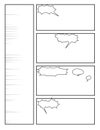 Black and white comic book template with halftone effects and speech bubbles Royalty Free Stock Photo
