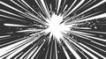 Black and white comic explosion effect with dynamic lines and energy burst. Royalty Free Stock Photo