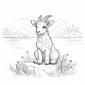 Illustration For Toddlers Coloring Books: Goat By Tranquil Streams