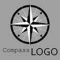 Black and white compass logo. Vector icon. Rose of Wind.