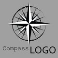 Black and white compass logo. Vector icon. Rose of Wind.