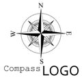 Black and white compass logo. Vector icon. Rose of Wind.