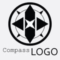 Black and white compass logo. Vector icon. Rose of Wind.