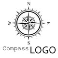 Black and white compass logo. Vector icon. Rose of Wind.