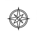 Black and white compass rose design featuring a circular outer ring with four main Royalty Free Stock Photo