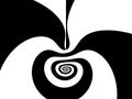Black and white apple with stalk