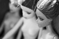 Black and white composition with Barbie dolls Royalty Free Stock Photo