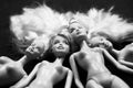 Black and white composition with Barbie dolls Royalty Free Stock Photo