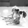 Black and white composition with Barbie dolls Royalty Free Stock Photo