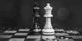 Two Chess Pieces in Black and White. Generative AI Royalty Free Stock Photo