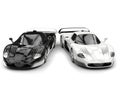 Black and white concept race cars with inverted color details