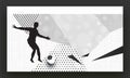 Black and white concept, silhouette of a soccer player in playing action. Royalty Free Stock Photo