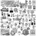 Black and White Concepts of Comic Army Man - Vector illustrations