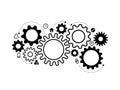 Black and white connected wheel gears and icons for strategy,network,digital,service,communication business.Cooperation teamwork Royalty Free Stock Photo