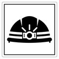 Black and White Construction Helmet with Light Icon on White Background for Safety and Industry Use Royalty Free Stock Photo